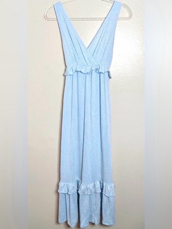 Caution To The Wind Dresses & Skirts - Caution to the Wind Boho Ruffle Maxi Dress Light Blue Cottagecore Women’s Size M
